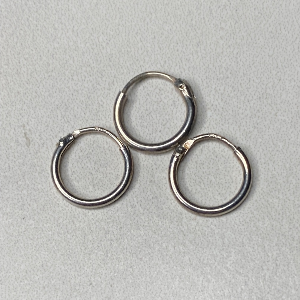 Silver Hoop Earrings Set - Picture 1 of 5